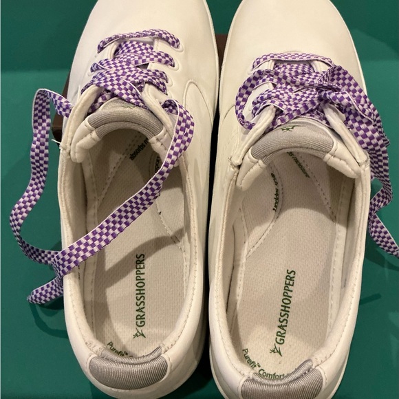Grasshoppers White Sneakers with Purple Laces Size 9W - Picture 7 of 7
